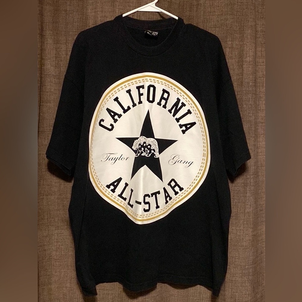 Vintage California All Star Taylor Gang Logo Short Sleeve  Black Tee USA Men 2XL